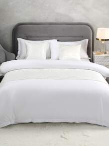 Jacquard Marble Satin Bed Runner Set - White - View 4