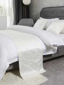Jacquard Marble Satin Bed Runner Set - White - View 6