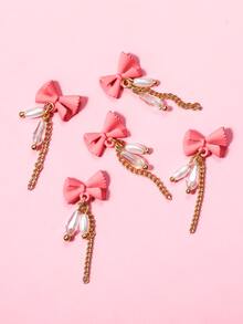 5 miếng trang trí móng tay thiết kế nơ - Màu Hồng  Dưa hấu - Xem 4