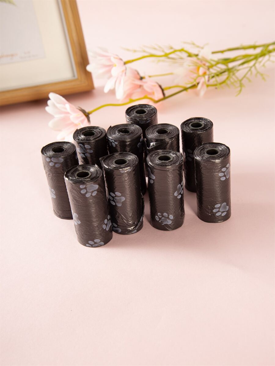 2rolls Paw Print Pet Poopbag - Black - View 1