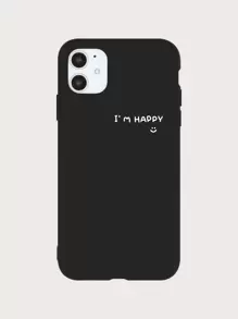 Slogan Graphic Phone Case - Black and White - View 1