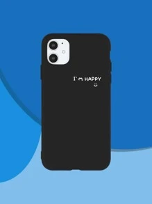 Slogan Graphic Phone Case - Black and White - View 2