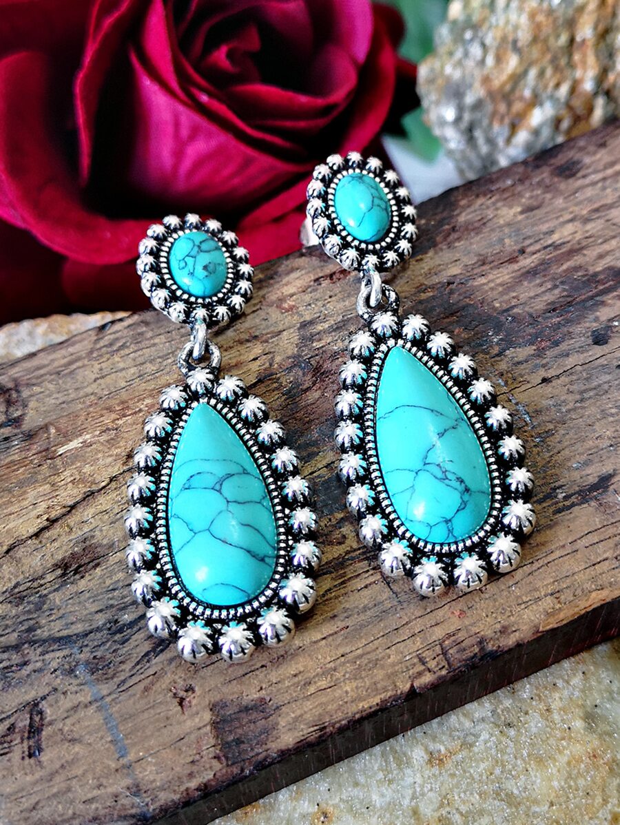 Water Drop Earrings - Blue - View 1