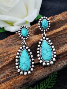 Water Drop Earrings - Blue - View 3