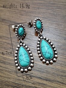 Water Drop Earrings - Blue - View 5