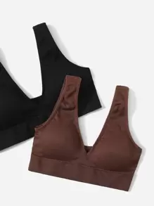 Easithlete 3入組中等支撐度,無縫透氣柔軟運動胸罩 - 彩色 - 查看 4