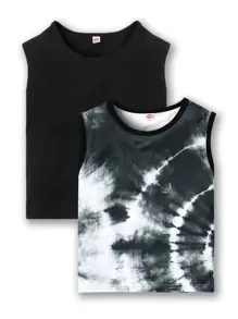 Tanks Bé Trai Cà vạt nhuộm Giải trí - Đen và trắng - Xem 1