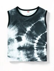 Tanks Bé Trai Cà vạt nhuộm Giải trí - Đen và trắng - Xem 5