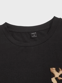 SHEIN Men Leopard Print Patch Pocket Top & Shorts Loungewear Set - Multicolor - View 4