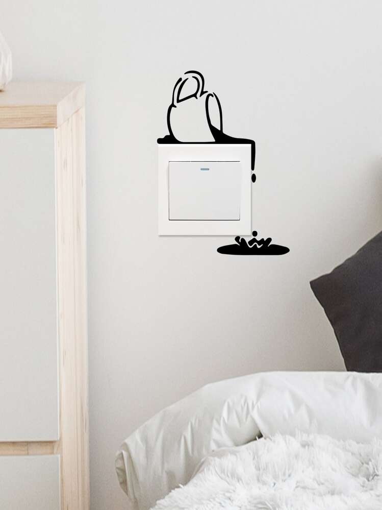Pegatina de interruptor de pared con patrón de café, pegatinas, vinilo decorativo para decoración del hogar, artículos de decoración de primavera para refrescar tu hogar, pegatinas de decoración de ramas, regalos de cumpleaños y graduación - Negro - Añade 5