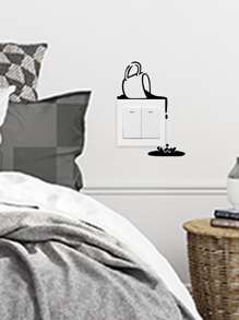 Coffee Pattern Switch Wall Sticker, Stickers, Wall Decal, Vinyl Decal For Home Decorations, Spring Decoration Items Refresh Your Home, Rama Decoration Stickers Gifts Birthday Graduation - Black - View 6