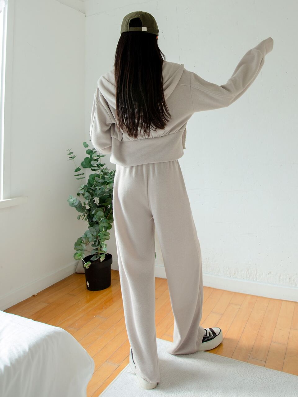 Drop Shoulder Hooded Jacket & Drawstring Waist Pants