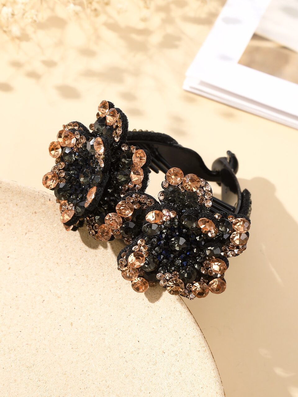 1pc Rhinestone Flower Hair Claw Clip (Random Rhinestone Color), Vacation Outfits Woman, Hair Accessories,Summer,Holiday,Travel, Head Accessories,Hair Clip,Birthday