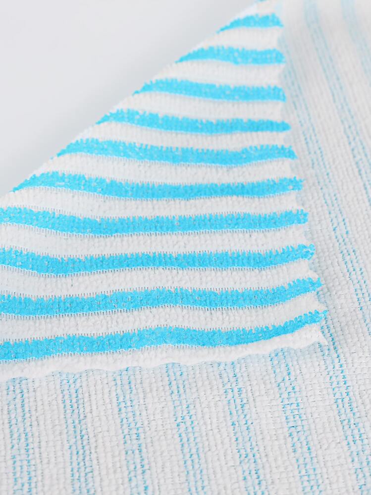 3pcs Random Striped Pattern Cleaning Rag, Modern Polyester Cleaning Cloth For Household,Kitchen,Bathroom,Home,Household Supplies - Multicolor - View 5