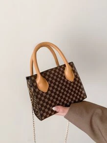 Mini Floral Pattern Bucket Bag With Coin Purse - Brown - View 4