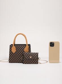 Mini Floral Pattern Bucket Bag With Coin Purse - Brown - View 5