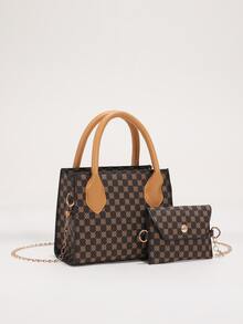 Mini Floral Pattern Bucket Bag With Coin Purse - Brown - View 7