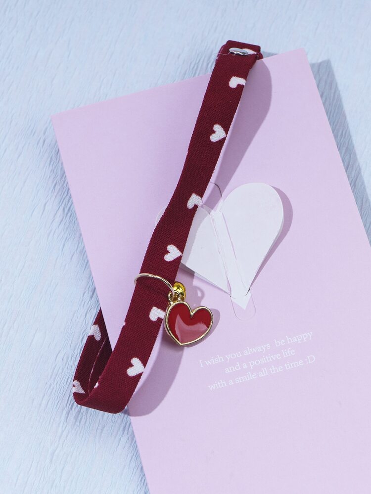 愛心圖案寵物項圈 - 彩色 - 查看 3