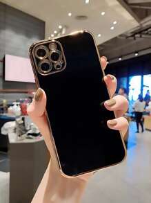 Ốp lưng điện thoại viền thẳng mạ điện 6D tương thích với iPhone 15, iPhone 15 Pro, iPhone 15 Pro Max, iPhone 16, iPhone 16 Pro, iPhone 16 Plus, iPhone 16 Pro Max - màu đen - Xem 3