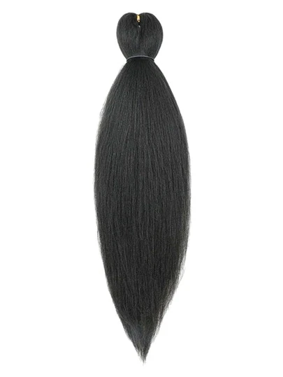 預拉伸編織頭髮 - 26 英寸長編織頭髮 Yaki 質地柔軟鉤針編織辮子，天然黑色熱水定型扭曲合成編織接發