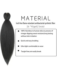 Tóc tết kéo dài - Tóc tết dài 26 inch Kết cấu Yaki Bím tóc móc mềm, Cài đặt nước nóng màu đen tự nhiên Xoắn Phần mở rộng tóc bện tổng hợp - màu đen - Xem 3