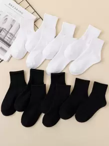 14pairs Solid Ankle Socks - Black and White - View 2