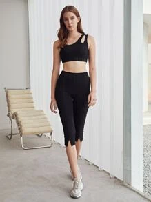 MOTF PREMIUM SEAM M-SLIT CAPRIS LEGGINGS - Black - View 9