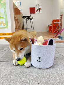 1pc Pet Toy Storage Basket - Grey - View 1