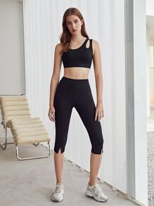 SHEIN Cut-Out No Show Sports Bra - Black - View 3