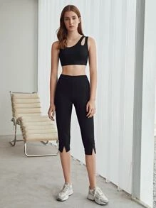 SHEIN Cut-Out No Show Sports Bra - Black - View 9