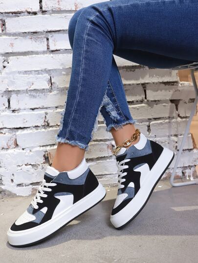 Scarpe da Skate color block lacci sul davanti alto