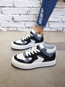 Colorblock Lace-up Front High Top Skate Shoes - Multicolor - View 3