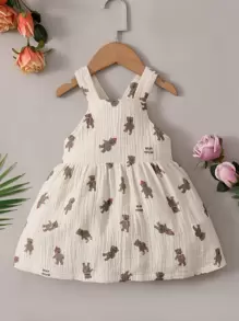 嬰兒熊和字母圖案背帶裙