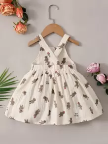 嬰兒熊和字母圖案背帶裙