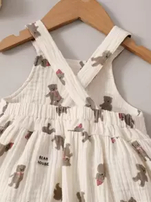 嬰兒熊和字母圖案背帶裙