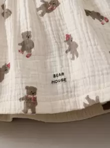 嬰兒熊和字母圖案背帶裙