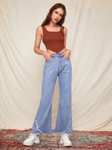 ROMWE 繫帶手帕下擺背心上衣 - 鏽棕色 - 查看 3