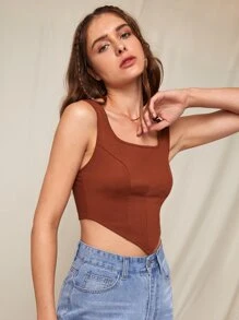 ROMWE 繫帶手帕下擺背心上衣 - 鏽棕色 - 查看 5