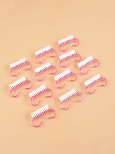 12pcs Colorful Translucent Nail Art Dust Clean Brush, Manicure Tool Nail Handle Brushes With Poly Bristles Nail Brush For Cleaning Fingernails