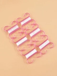 12 chiếc cọ làm sạch bụi trong suốt nhiều màu sắc, cọ làm móng có tay cầm với lông bàn chải bằng sợi poly để làm sạch móng tay - Hồng - Xem 3