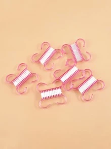 12 chiếc cọ làm sạch bụi trong suốt nhiều màu sắc, cọ làm móng có tay cầm với lông bàn chải bằng sợi poly để làm sạch móng tay - Hồng - Xem 5