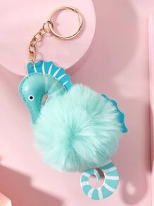 Llavero con diseño de pompón caballo de mar accesorio - Multicolor - Ver 1