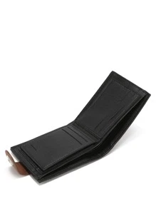 DE LI BI 男士字母圖案按扣短皮夾 - 黑色 - 查看 4