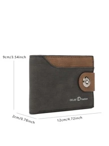 DE LI BI 男士字母圖案按扣短皮夾 - 黑色 - 查看 6