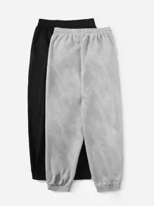 SHEIN EZwear Plus 2pcs Slant Pockets Drawstring Waist Joggers - Multicolor - View 2