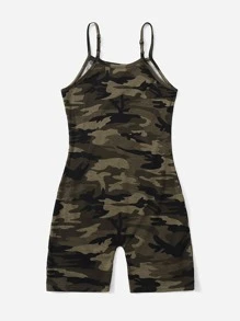 SHEIN Tween Girl Camo Print Romper - Multicolor - View 2
