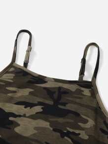 SHEIN Tween Girl Camo Print Romper - Multicolor - View 3