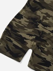 SHEIN Tween Girl Camo Print Romper - Multicolor - View 4
