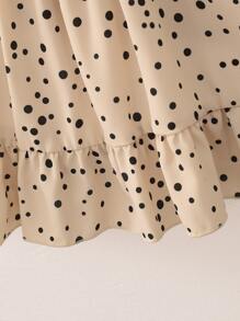 SHEIN Young Girl Asymmetrical Polka Dot Allover Print Ruffled Cami Dress , Suitable For Daily/Casual/Beach/Vacation