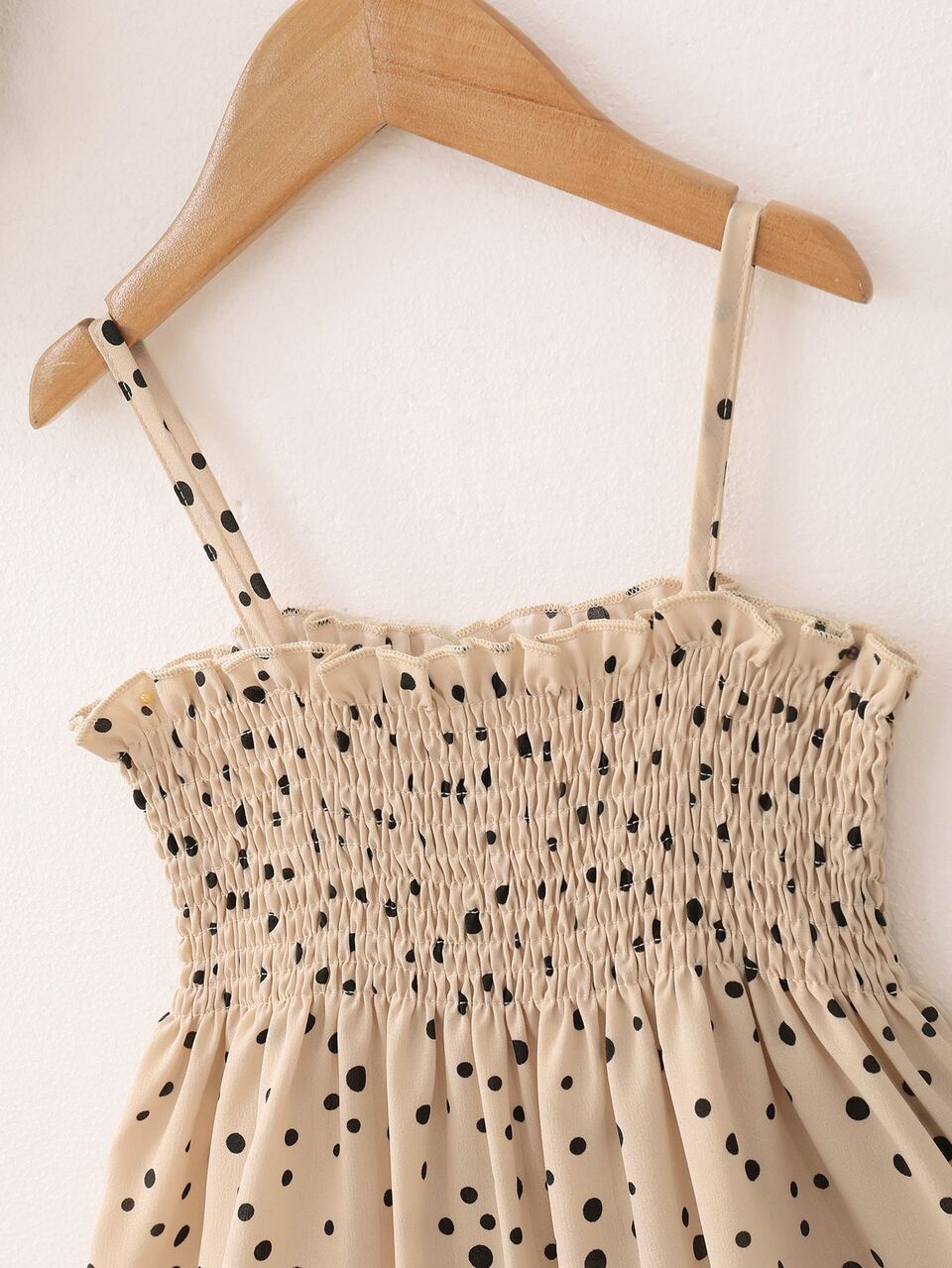 Young Girl Asymmetrical Polka Dot Allover Print Ruffled Cami Dress , Suitable For Daily/Casual/Beach/Vacation